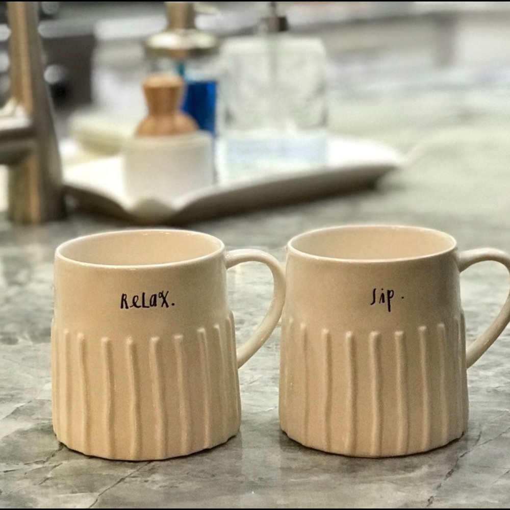 Rae Dunn Relax & Sip Mugs NWOT